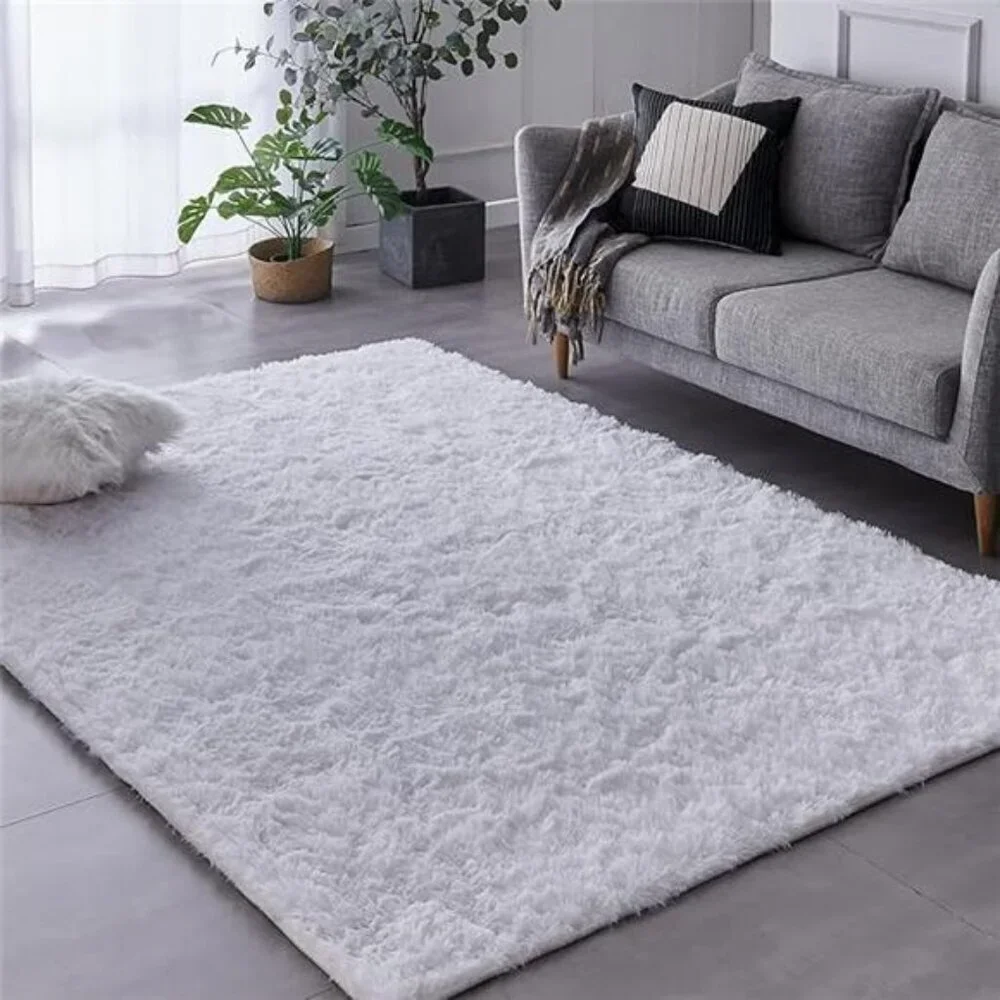 Soft Velvet Shag Area Rug Non Slip Fluffy Carpet for Bedroom Living Room Floor